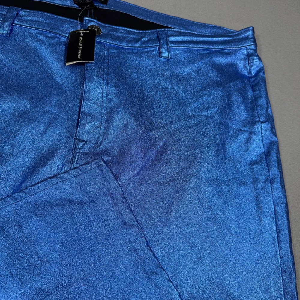 Ashley Stewart Metallic Blue Skinny Pants Plus Size 24 Federal Blue NWT